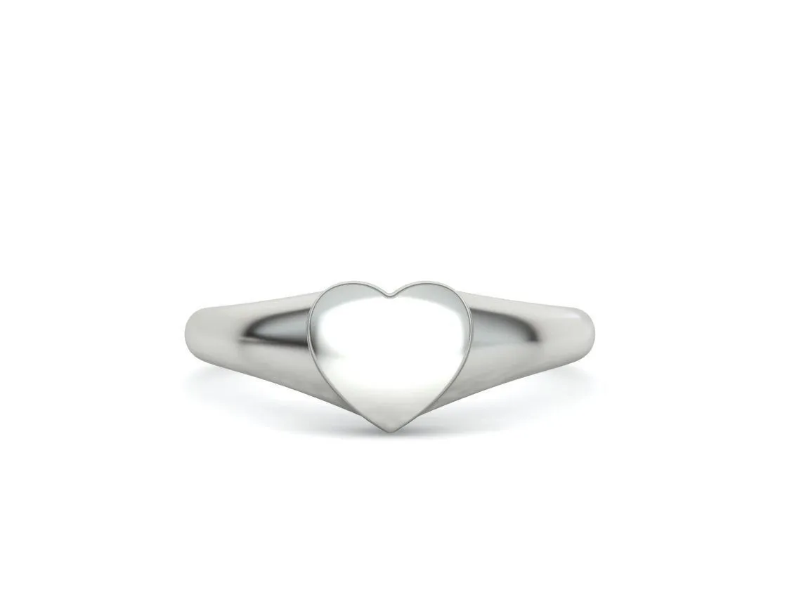 Heart Signet Women Ring in Sterling Silver 925
