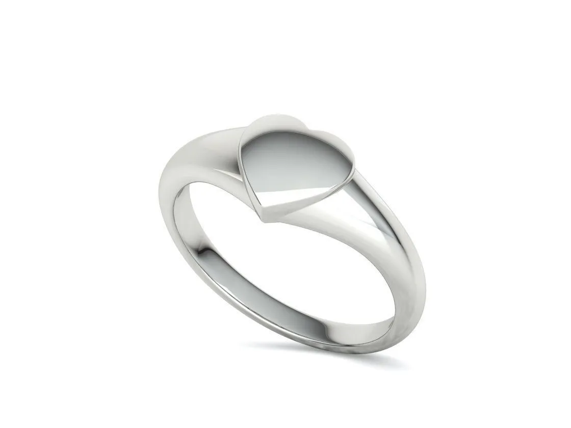 Heart Signet Women Ring in Sterling Silver 925