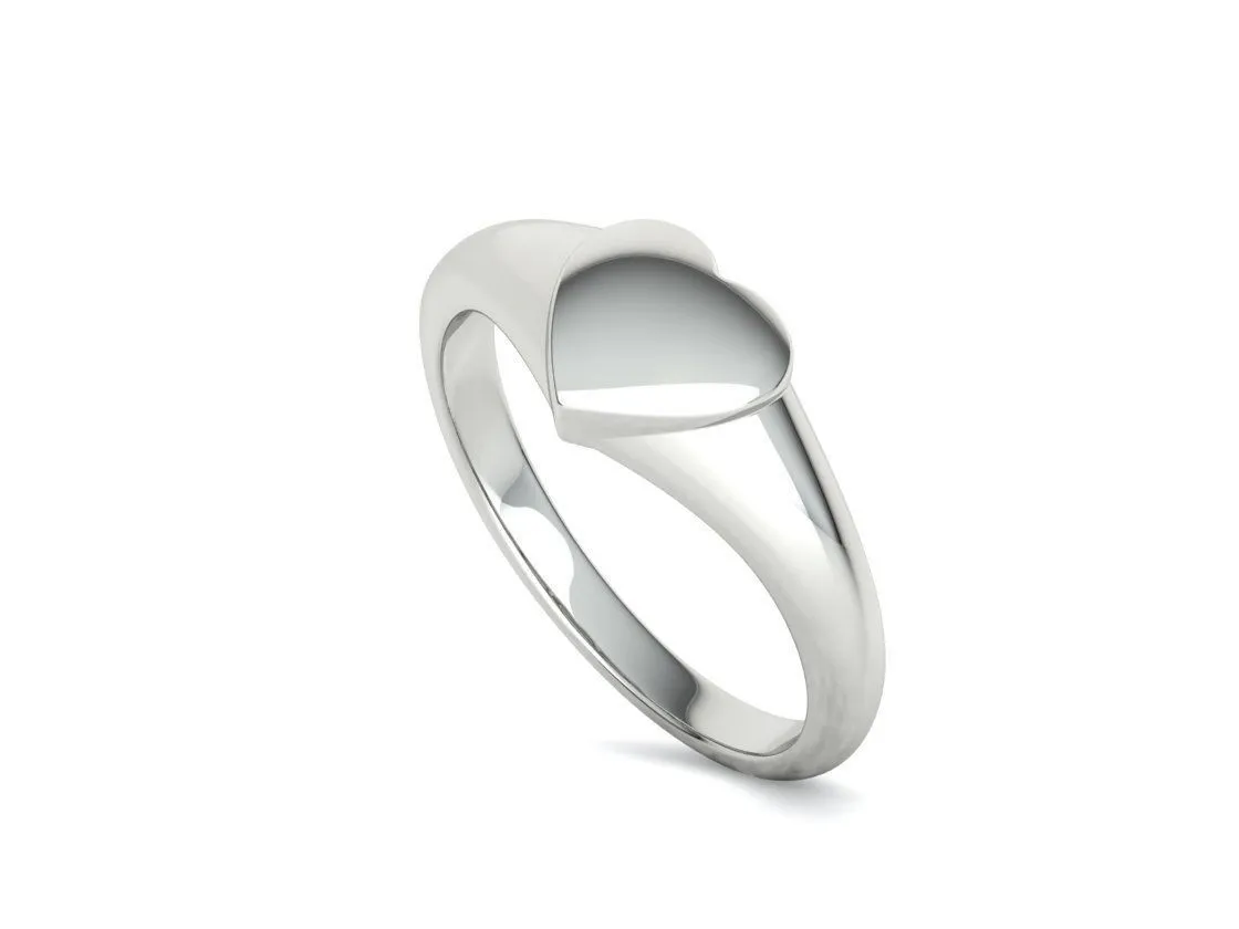 Heart Signet Women Ring in Sterling Silver 925
