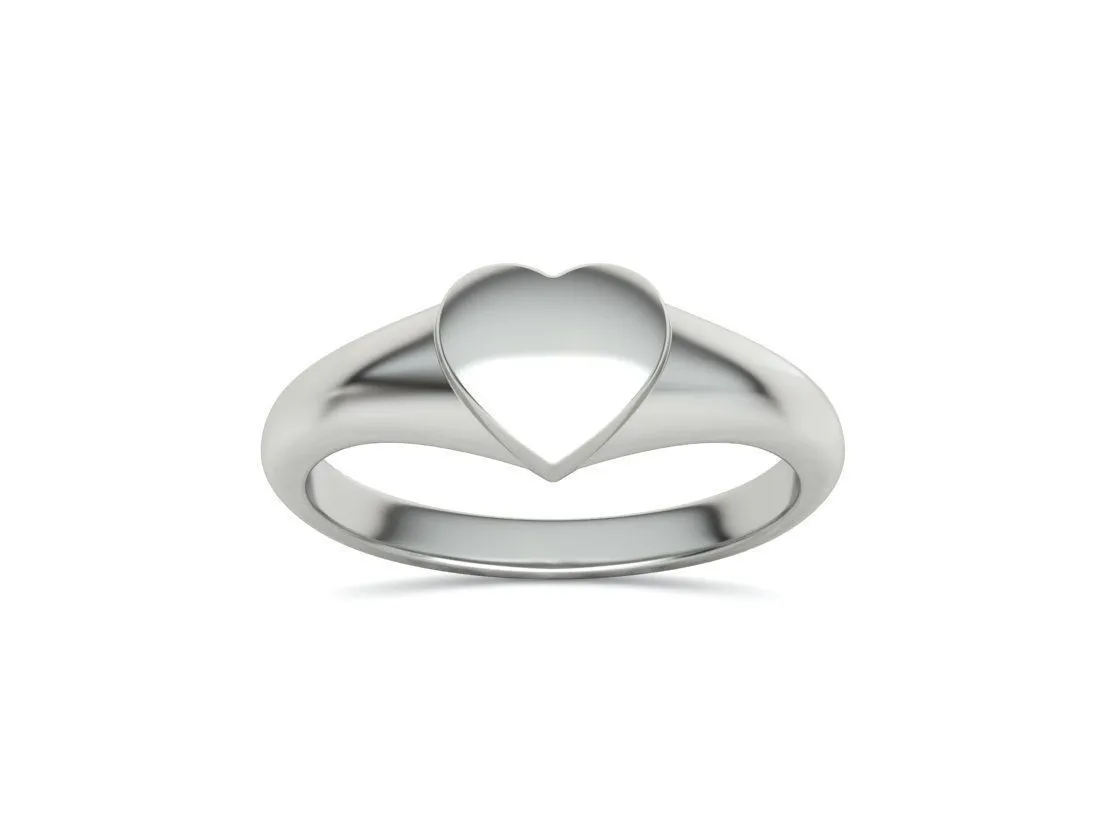 Heart Signet Women Ring in Sterling Silver 925