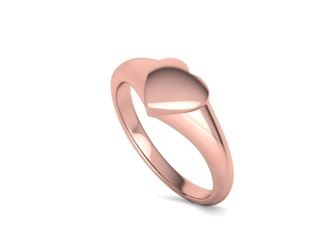 Heart Signet Women Ring in Sterling Silver 925