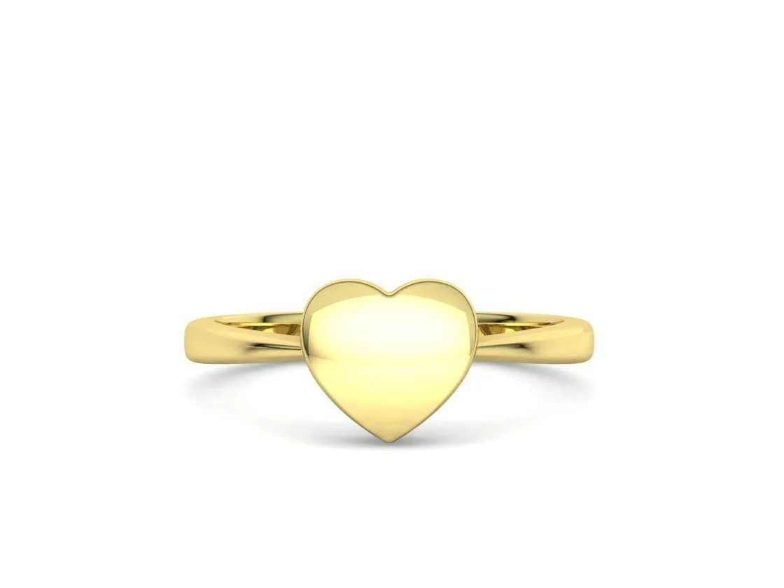 Small Heart Flat Ring in Sterling Silver 925