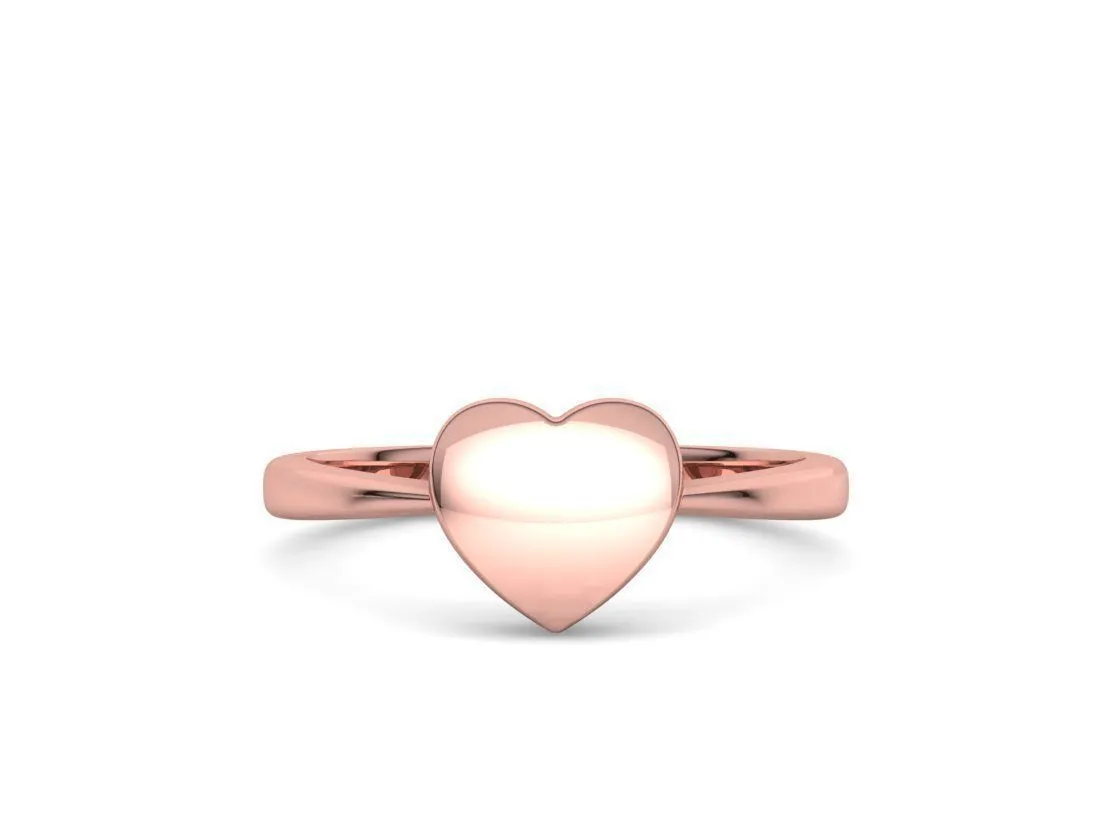 Small Heart Flat Ring in Sterling Silver 925