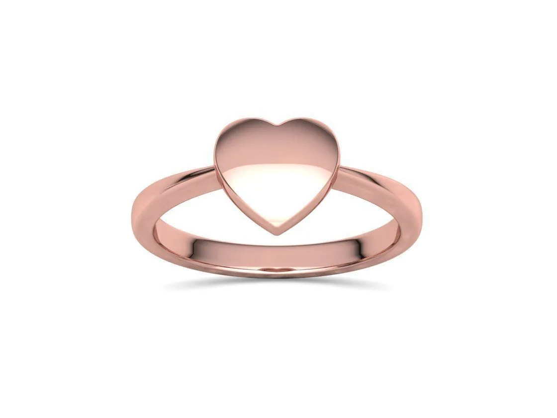 Small Heart Flat Ring in Sterling Silver 925