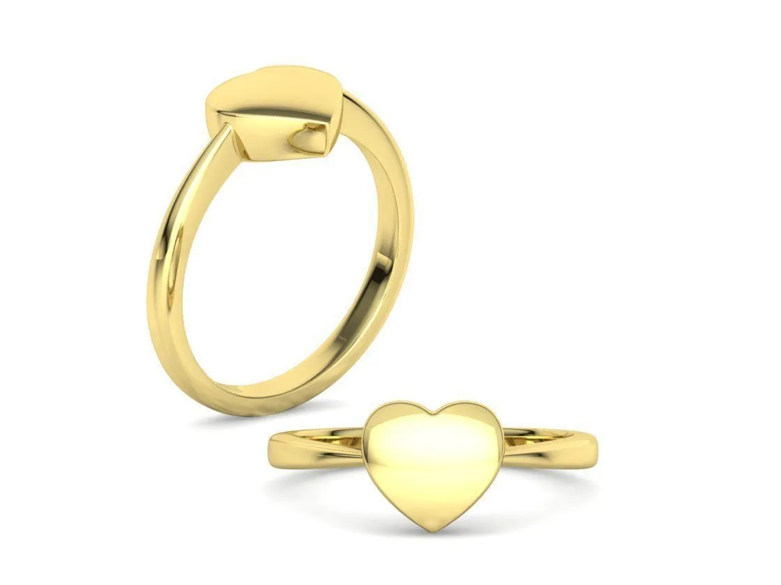 Small Heart Flat Ring in Sterling Silver 925