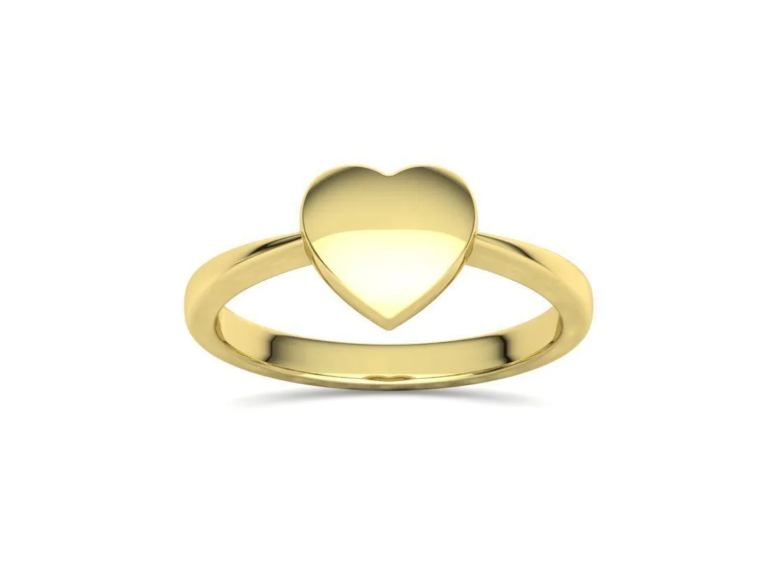 Small Heart Flat Ring in Sterling Silver 925