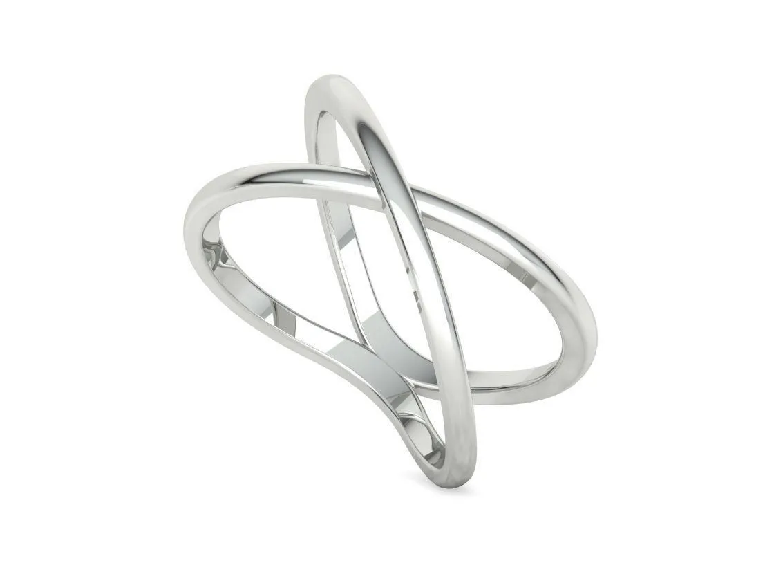 Crisscross Delicate Ring in Sterling Silver 925