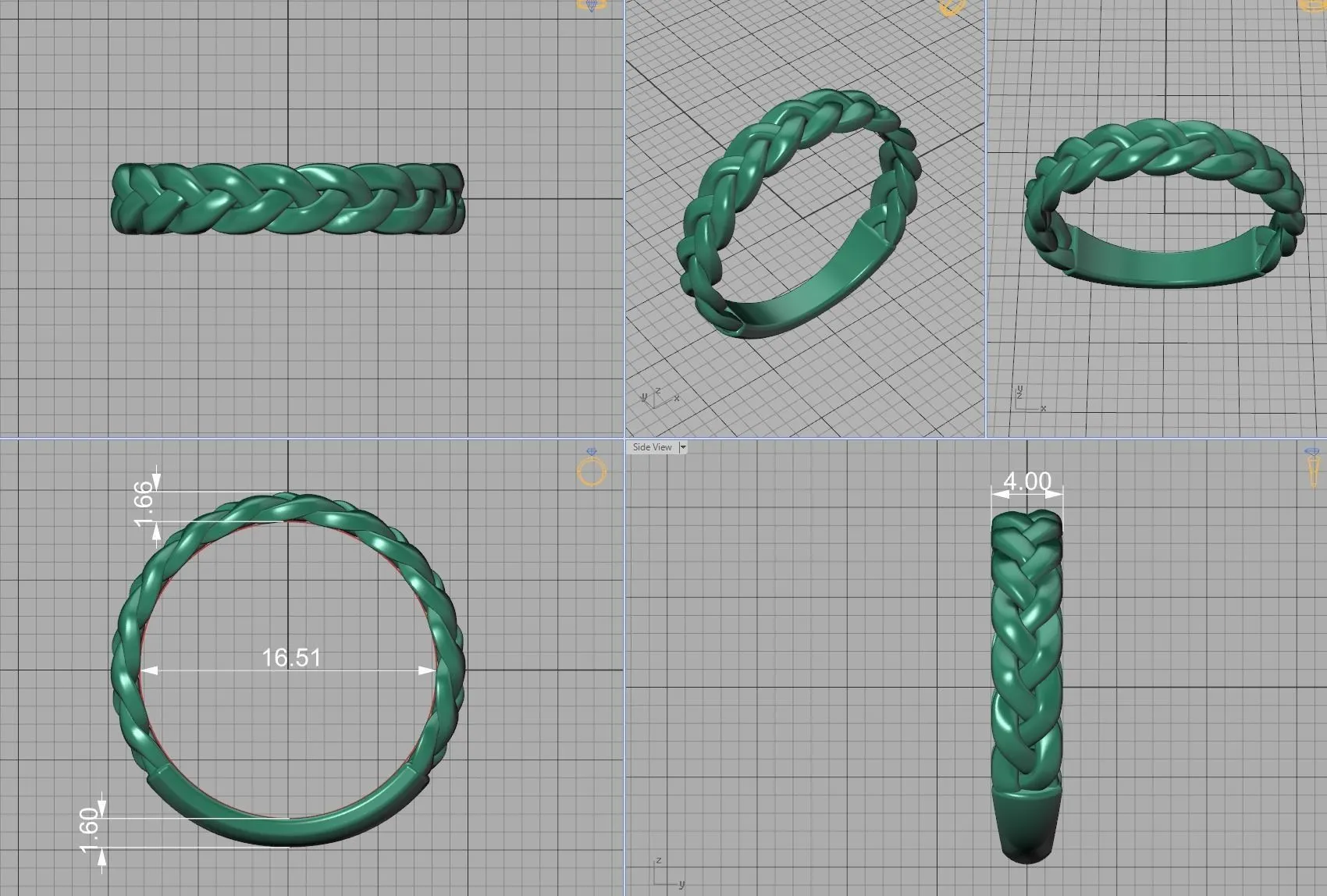 Classic Braided ring Woven ring in Sterling Silver 925