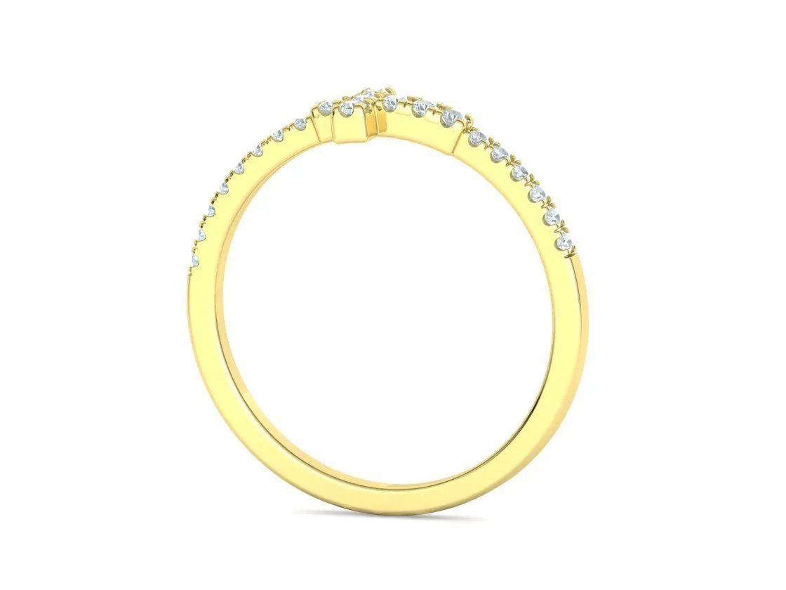 WR-008-Diamond Cross Ring French Pave-18 Diamond Cross Ring French Pave Ring in Sterling Silver 925