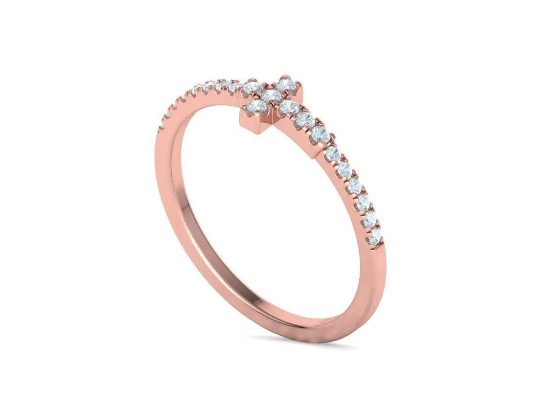 WR-008-Diamond Cross Ring French Pave-28 Diamond Cross Ring French Pave Ring in Sterling Silver 925