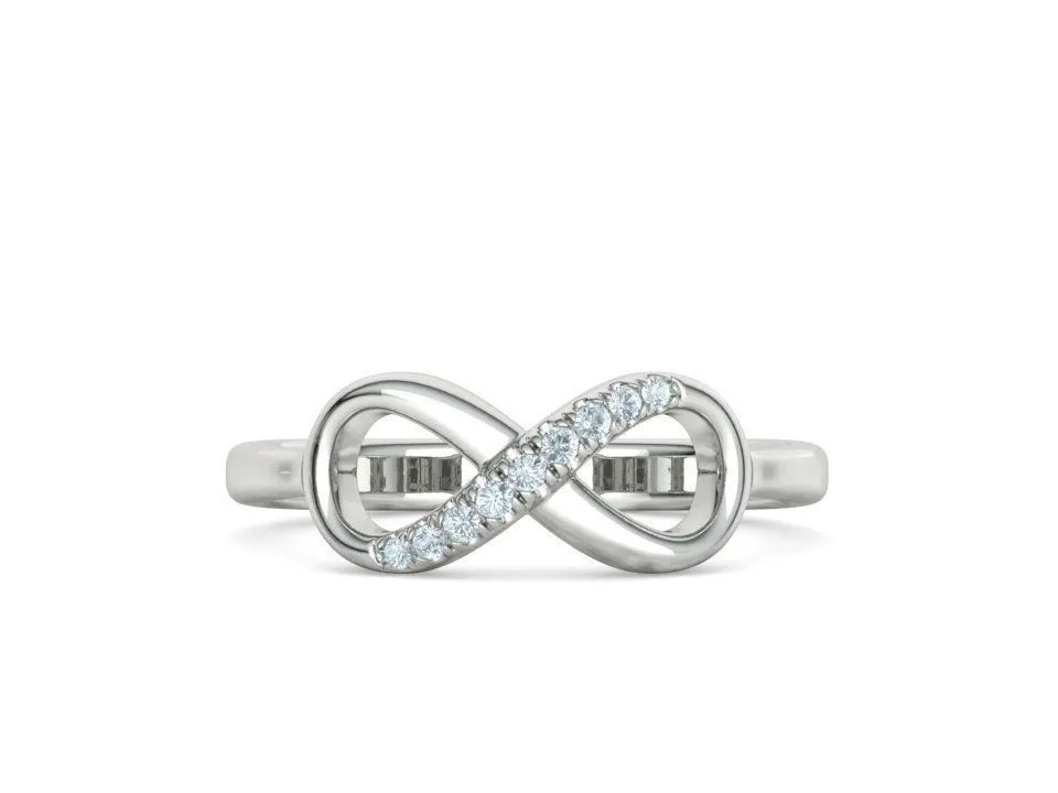Endless Love Diamond Infinity Ring in Sterling Silver 925