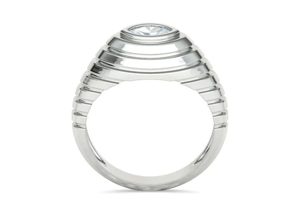 Marquise Ribbed Ring in Sterling Silver 925