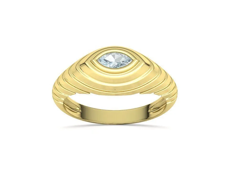 Marquise Ribbed Ring in Sterling Silver 925