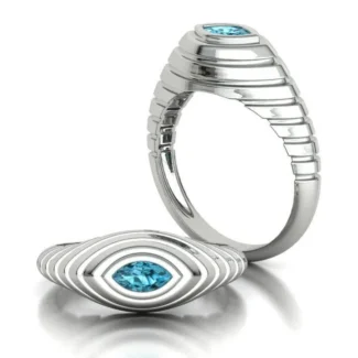 Marquise Ribbed Ring in Sterling Silver 925