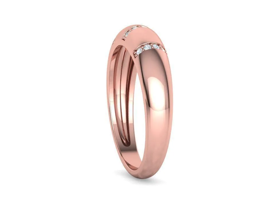 WR-014-Bespoke Dome Diamond Ring -14 High-polished Bespoke Dome Diamond Ring with a domed design adorned with diamonds, symbolizing luxury and elegance, perfect for any occasion.