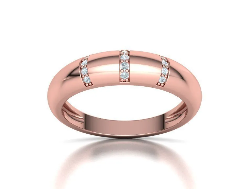 WR-014-Bespoke Dome Diamond Ring -19 High-polished Bespoke Dome Diamond Ring with a domed design adorned with diamonds, symbolizing luxury and elegance, perfect for any occasion.