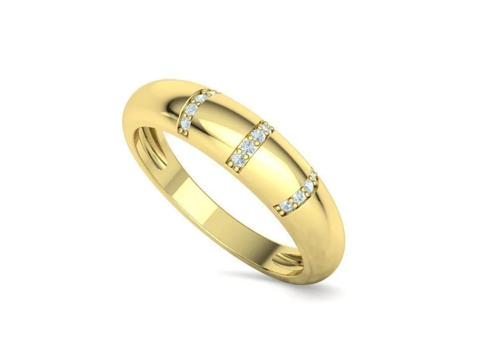 WR-014-Bespoke Dome Diamond Ring -20 High-polished Bespoke Dome Diamond Ring with a domed design adorned with diamonds, symbolizing luxury and elegance, perfect for any occasion.