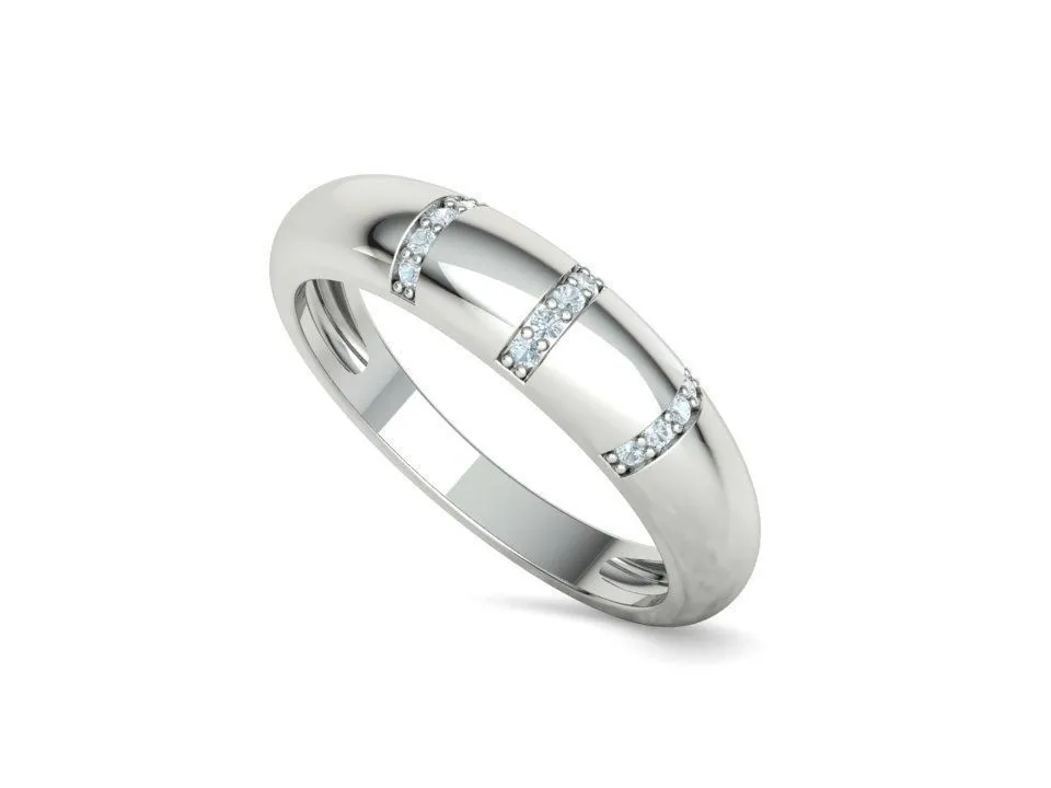 WR-014-Bespoke Dome Diamond Ring -21 High-polished Bespoke Dome Diamond Ring with a domed design adorned with diamonds, symbolizing luxury and elegance, perfect for any occasion.