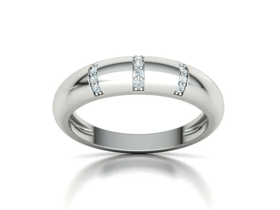 WR-014-Bespoke Dome Diamond Ring -24 High-polished Bespoke Dome Diamond Ring with a domed design adorned with diamonds, symbolizing luxury and elegance, perfect for any occasion.