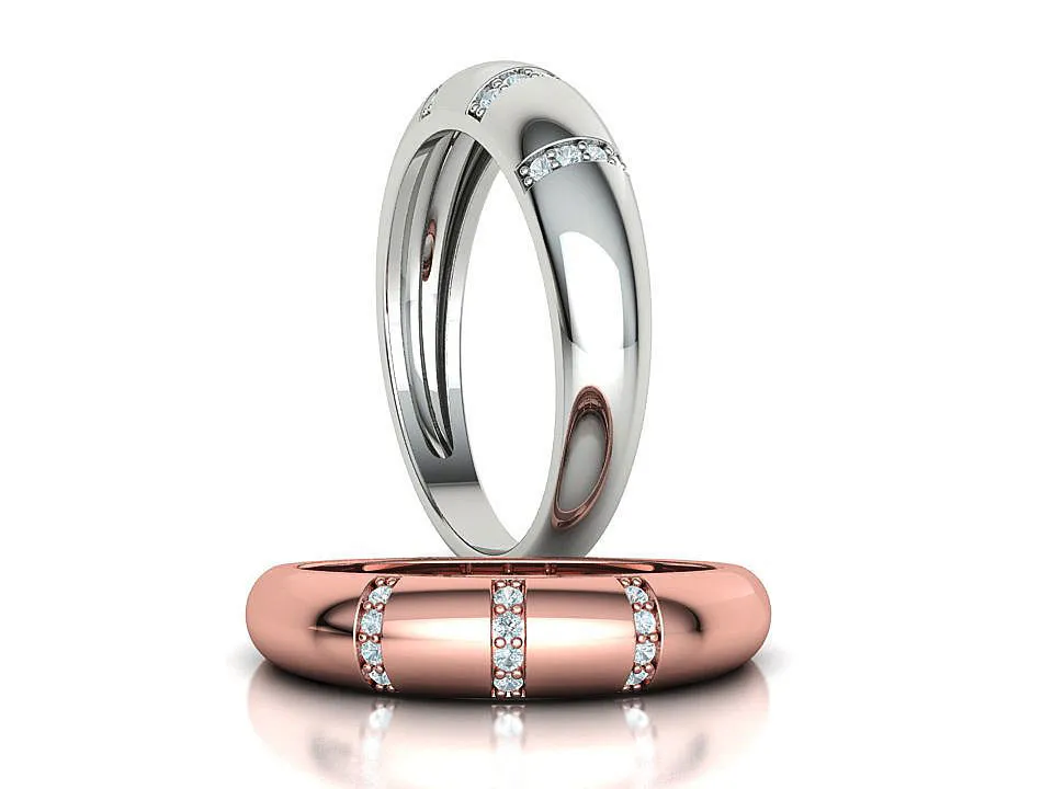 WR-014-Bespoke Dome Diamond Ring -4 High-polished Bespoke Dome Diamond Ring with a domed design adorned with diamonds, symbolizing luxury and elegance, perfect for any occasion.