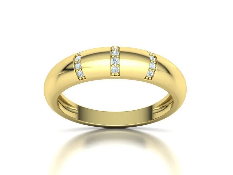 WR-014-Bespoke Dome Diamond Ring -5 High-polished Bespoke Dome Diamond Ring with a domed design adorned with diamonds, symbolizing luxury and elegance, perfect for any occasion.