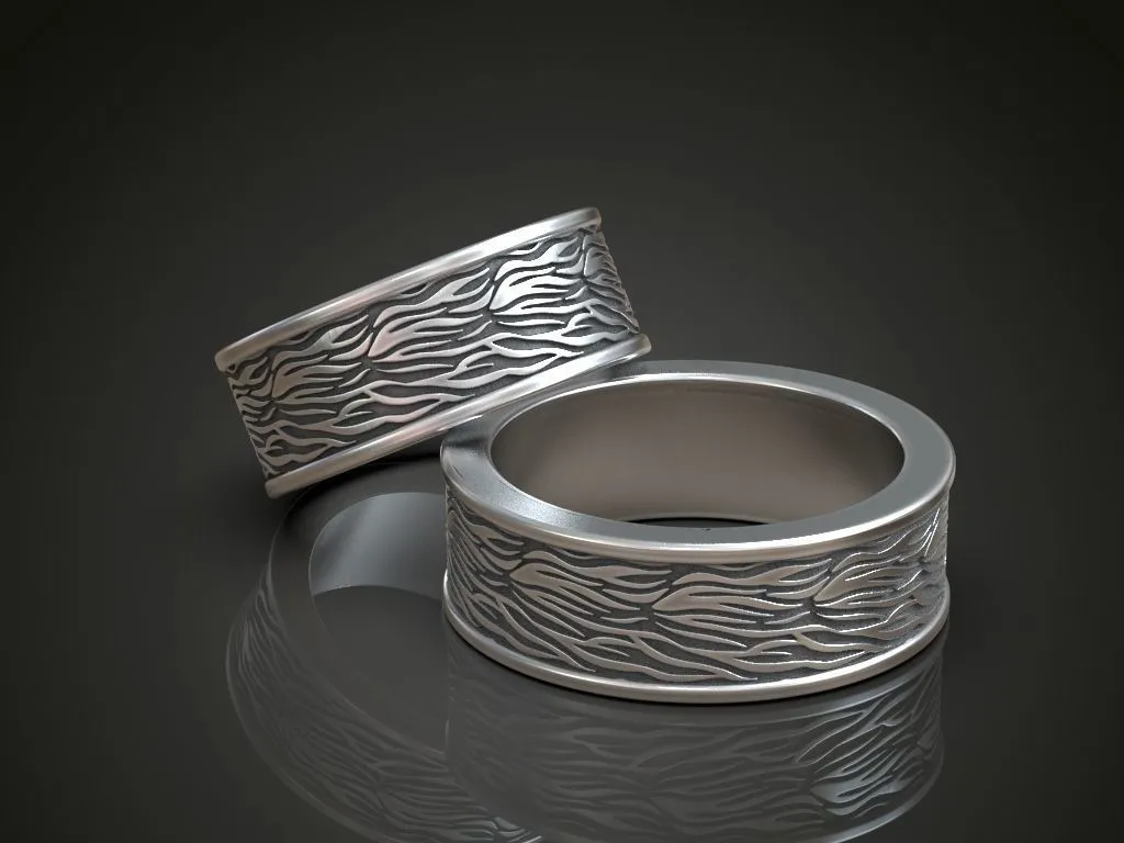 Wedding bands featuring detailed designs, symbolizing love and commitment, perfect for couples who embrace a bold style.