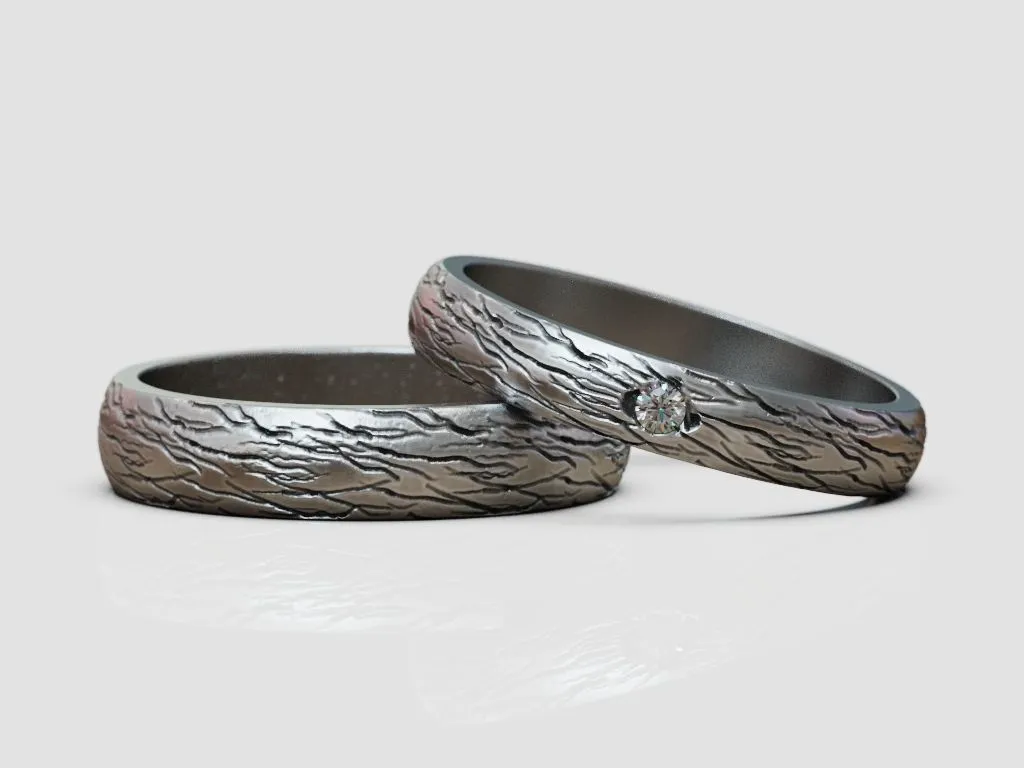 Wedding Bands Set Promise Pair Ring-3 Wedding bands featuring detailed designs, symbolizing love and commitment, perfect for couples who embrace a bold style.