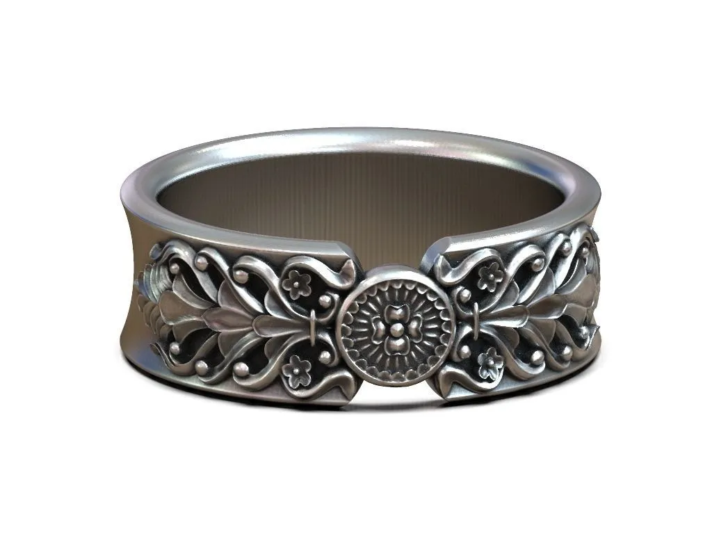 Wedding Ring Barocco Pattern-2 Wedding Ring with Barocco Pattern - showcasing a detailed Barocco design, this ring is a powerful symbol of elegance and love, perfect for modern couples.