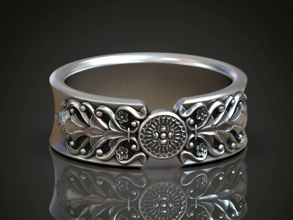 Wedding Ring Barocco Pattern-4 Wedding Ring with Barocco Pattern - showcasing a detailed Barocco design, this ring is a powerful symbol of elegance and love, perfect for modern couples.