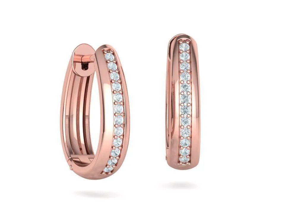 High-polished Camila hoop earrings adorned with diamonds, symbolizing luxury and sophistication, perfect for any occasion.