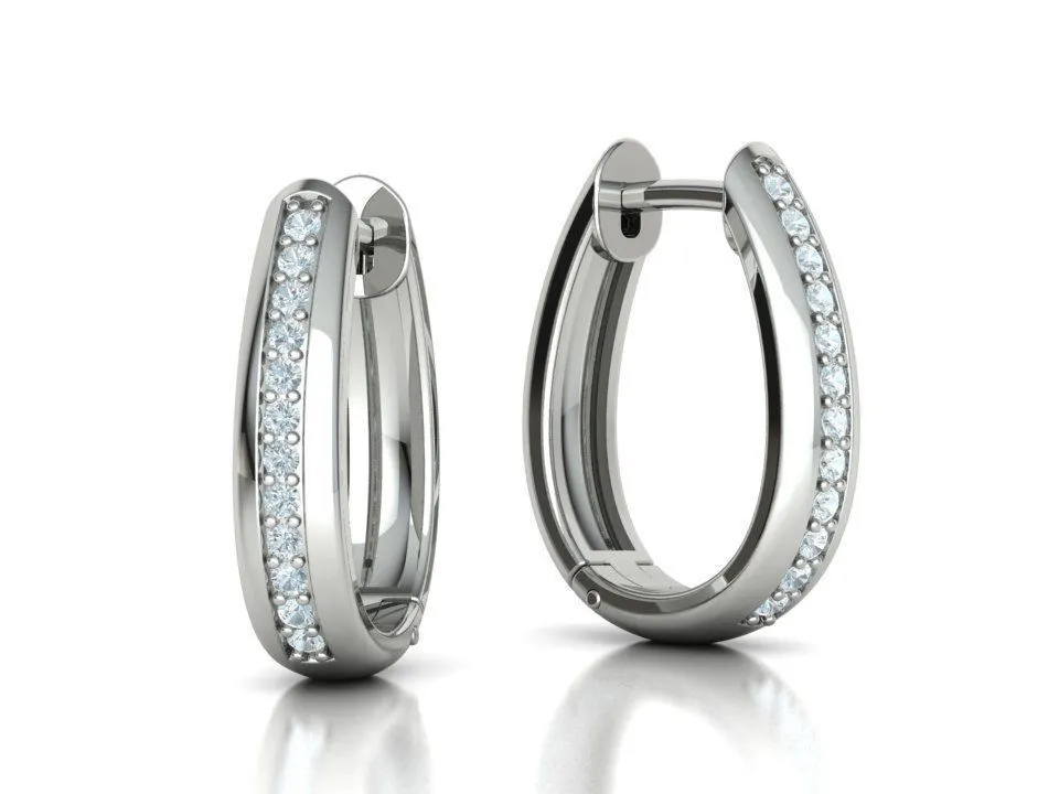 High-polished Camila hoop earrings adorned with diamonds, symbolizing luxury and sophistication, perfect for any occasion.