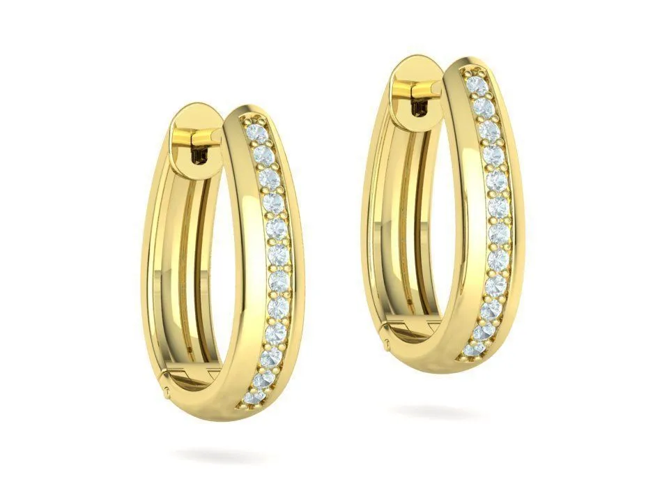 High-polished Camila hoop earrings adorned with diamonds, symbolizing luxury and sophistication, perfect for any occasion.