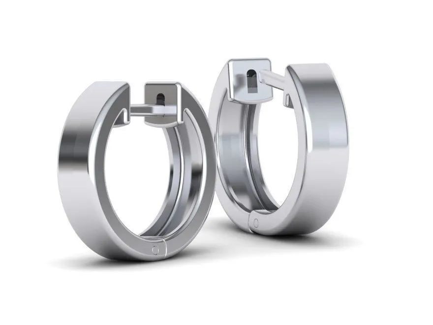 High-polished 15mm x 4mm delicate hoop earrings, symbolizing subtle luxury and sophistication, perfect for any occasion.