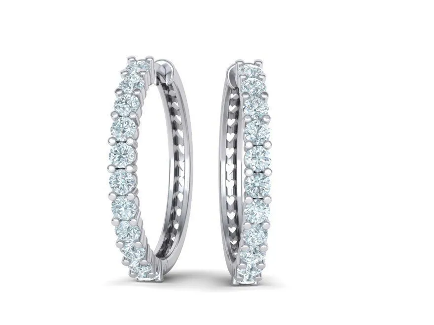 diamond-hoop-earrings-3dmodel-printable-3d-model-stl-3dm (8) High-polished diamond hoop earrings, symbolizing luxury and sophistication, perfect for any occasion.