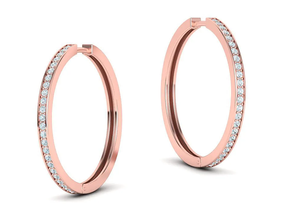 High-polished 30mm hoop earrings adorned with diamonds, symbolizing luxury and sophistication, perfect for any occasion.