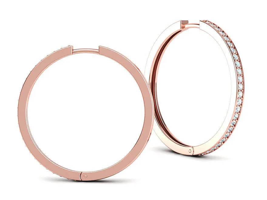 High-polished 30mm hoop earrings adorned with diamonds, symbolizing luxury and sophistication, perfect for any occasion.