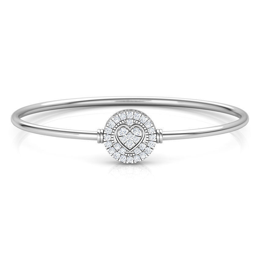 11 (15) Charming Heart Silver Bracelet featuring a delicate heart design with sparkling accents, crafted from recycled silver.