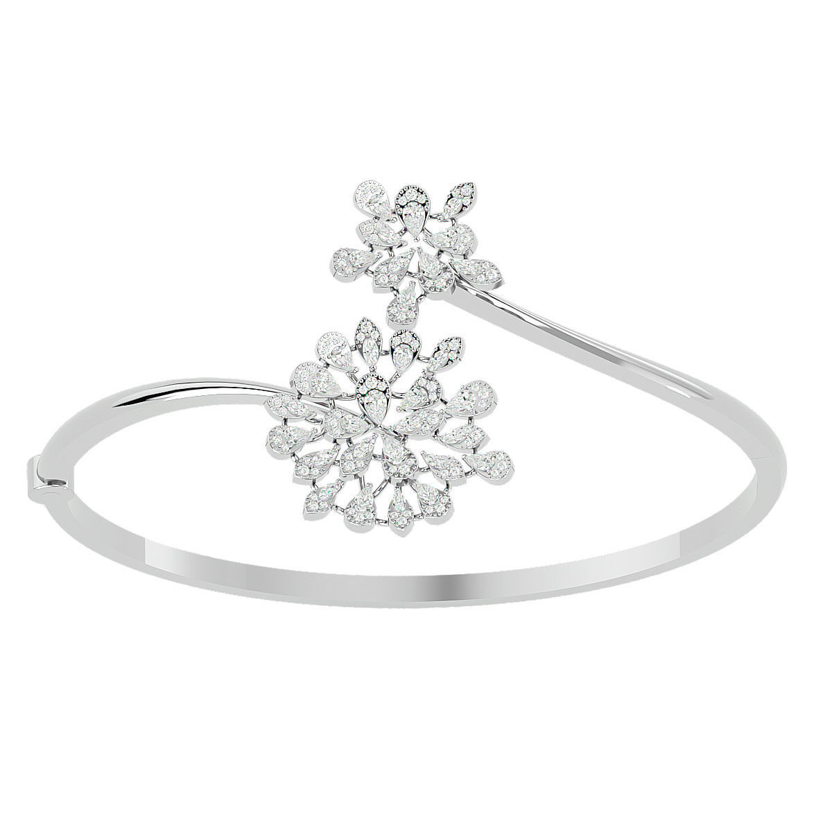 Sparkling Flora Silver Bracelet with high-polished recycled silver and delicate floral design.