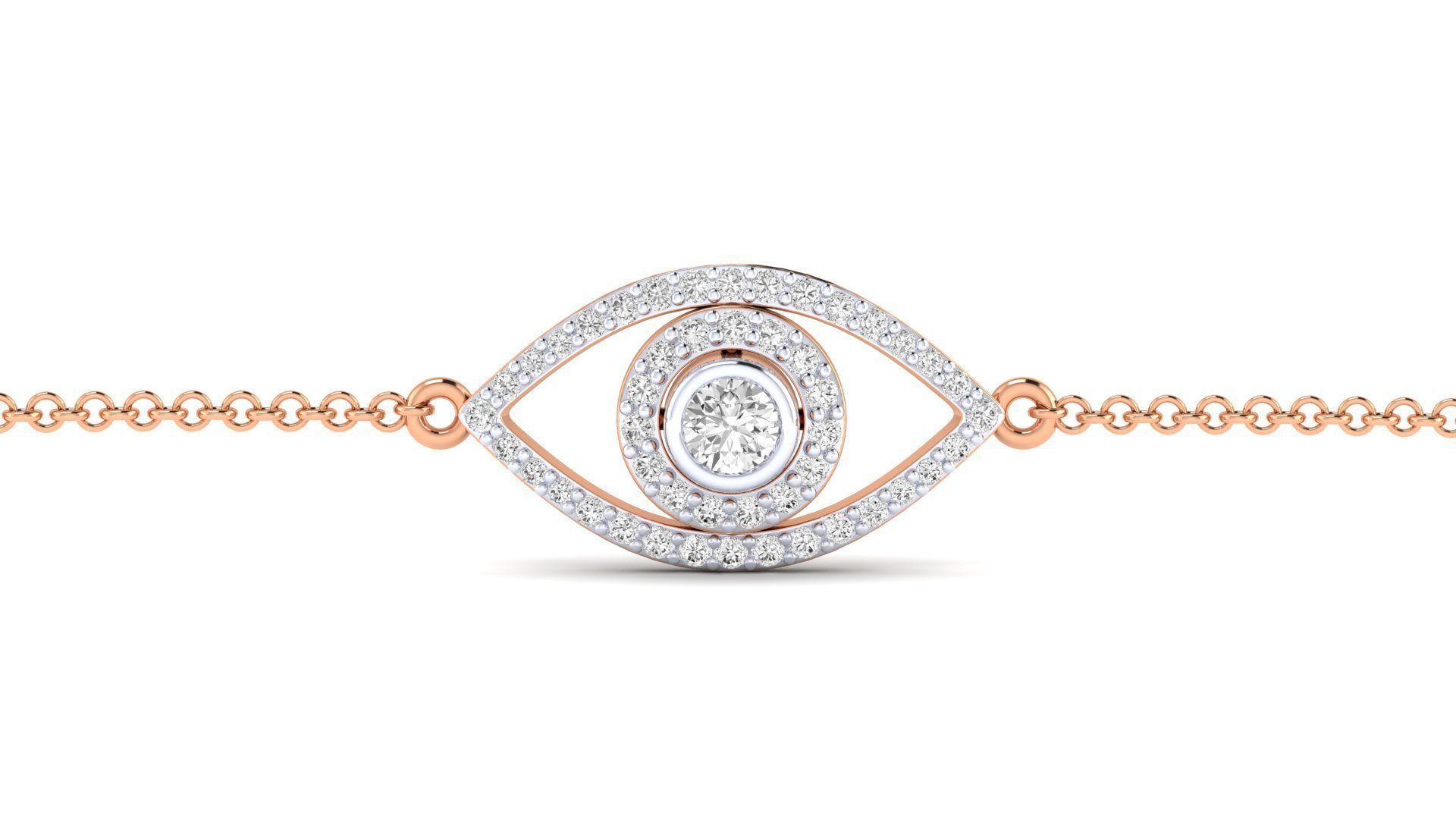 8 (8) Silver bracelet with a sparkling eye-shaped charm featuring shimmering stones