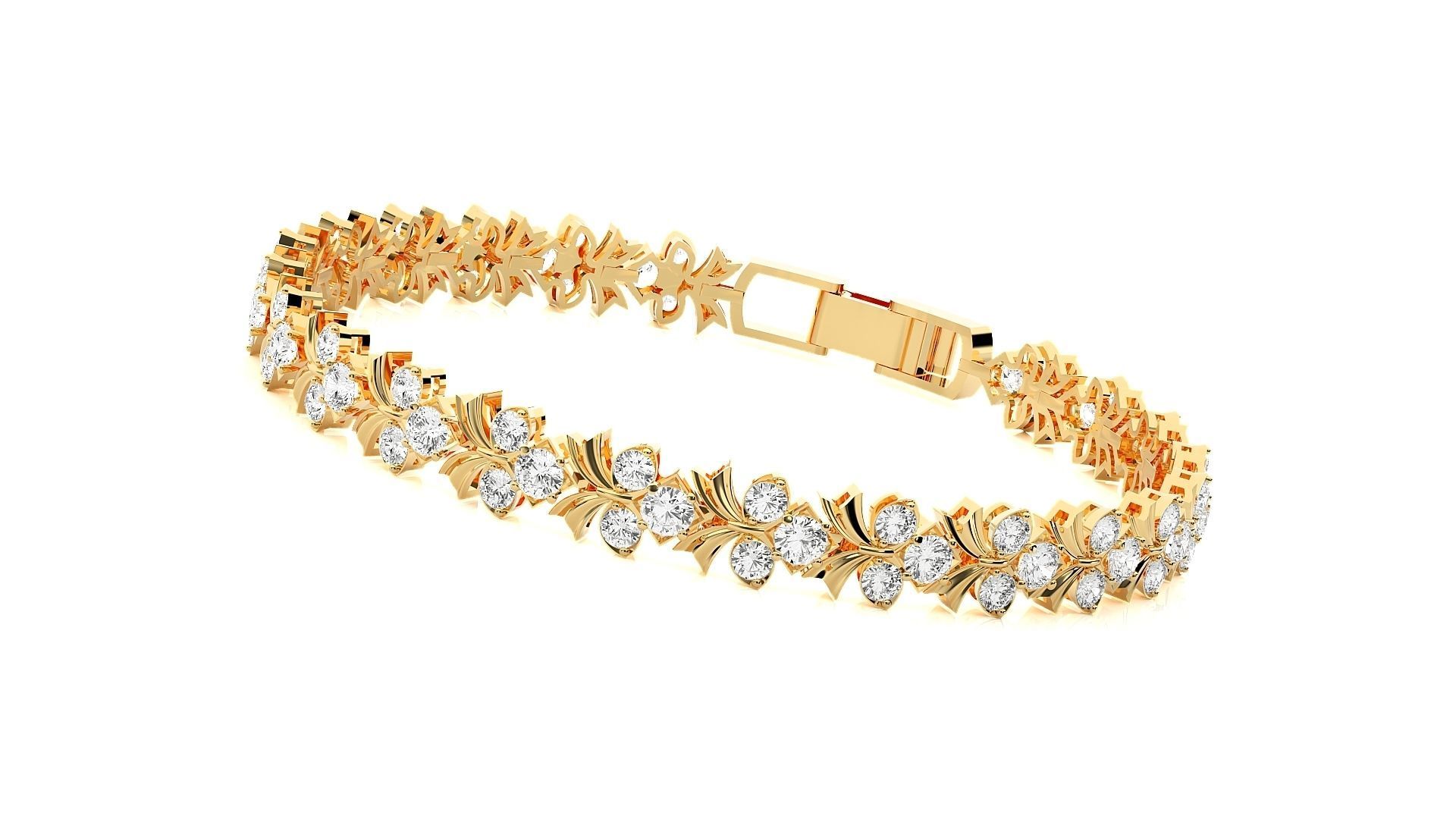 HFS-B001 (14) Sparkling Floral Silver Bracelet featuring a delicate floral design with dazzling stones, crafted from recycled silver.