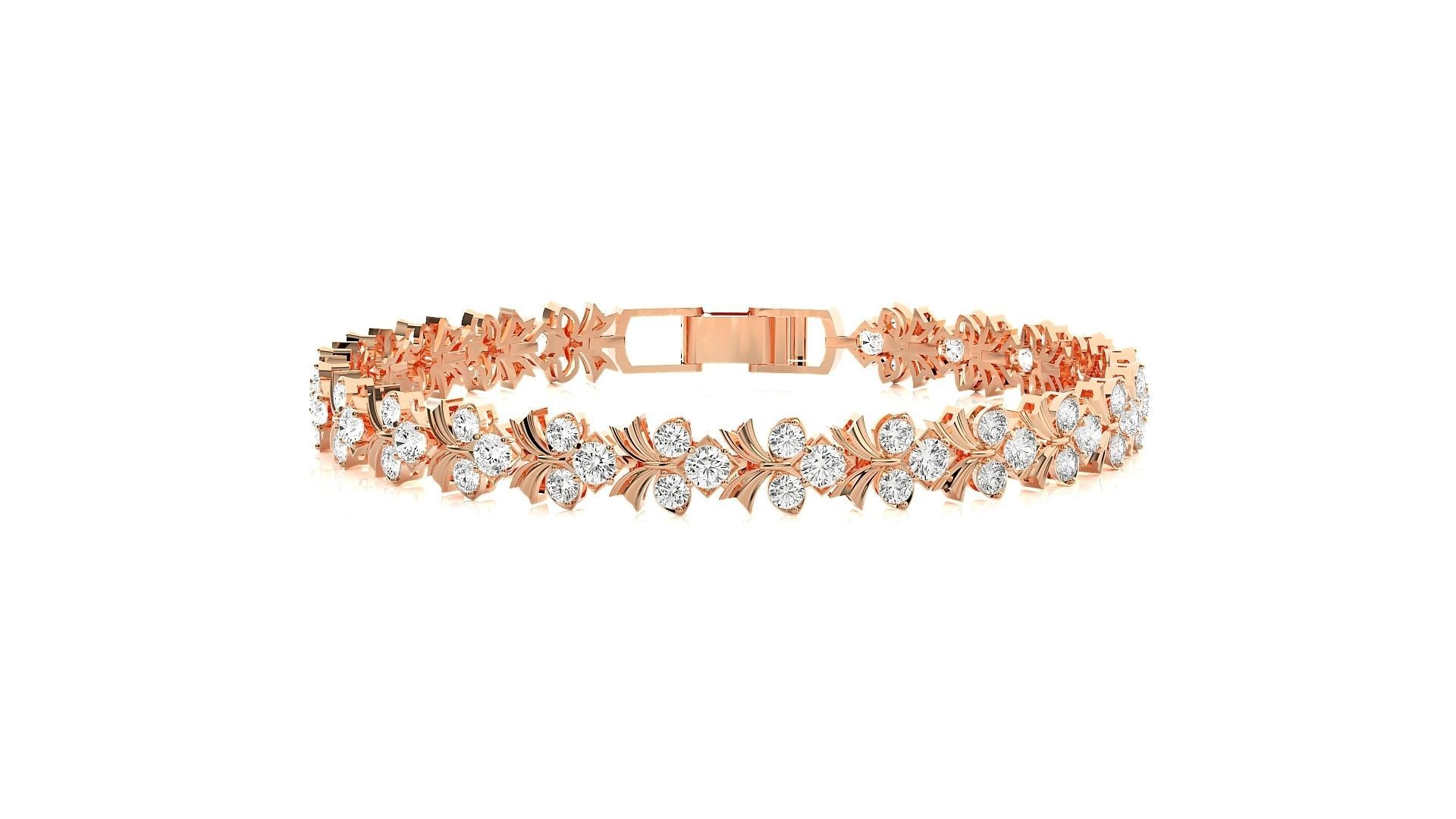 HFS-B001 (15) Sparkling Floral Silver Bracelet featuring a delicate floral design with dazzling stones, crafted from recycled silver.