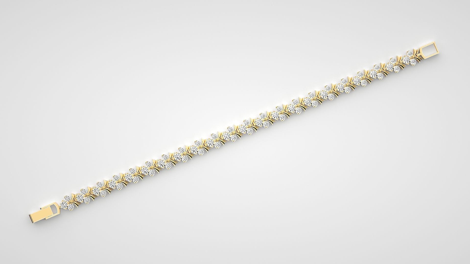 HFS-B001 (16) Sparkling Floral Silver Bracelet featuring a delicate floral design with dazzling stones, crafted from recycled silver.