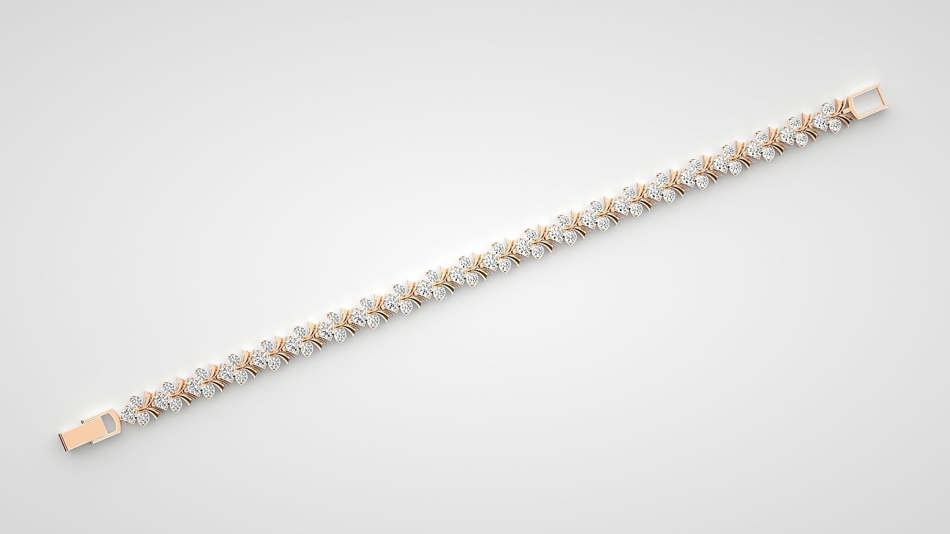 HFS-B001 (17) Sparkling Floral Silver Bracelet featuring a delicate floral design with dazzling stones, crafted from recycled silver.