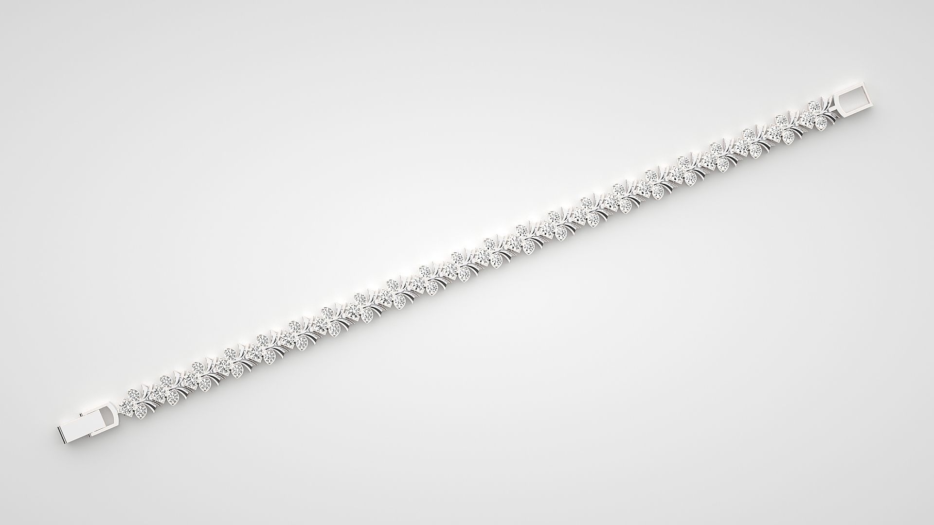 HFS-B001 (7) Sparkling Floral Silver Bracelet featuring a delicate floral design with dazzling stones, crafted from recycled silver.