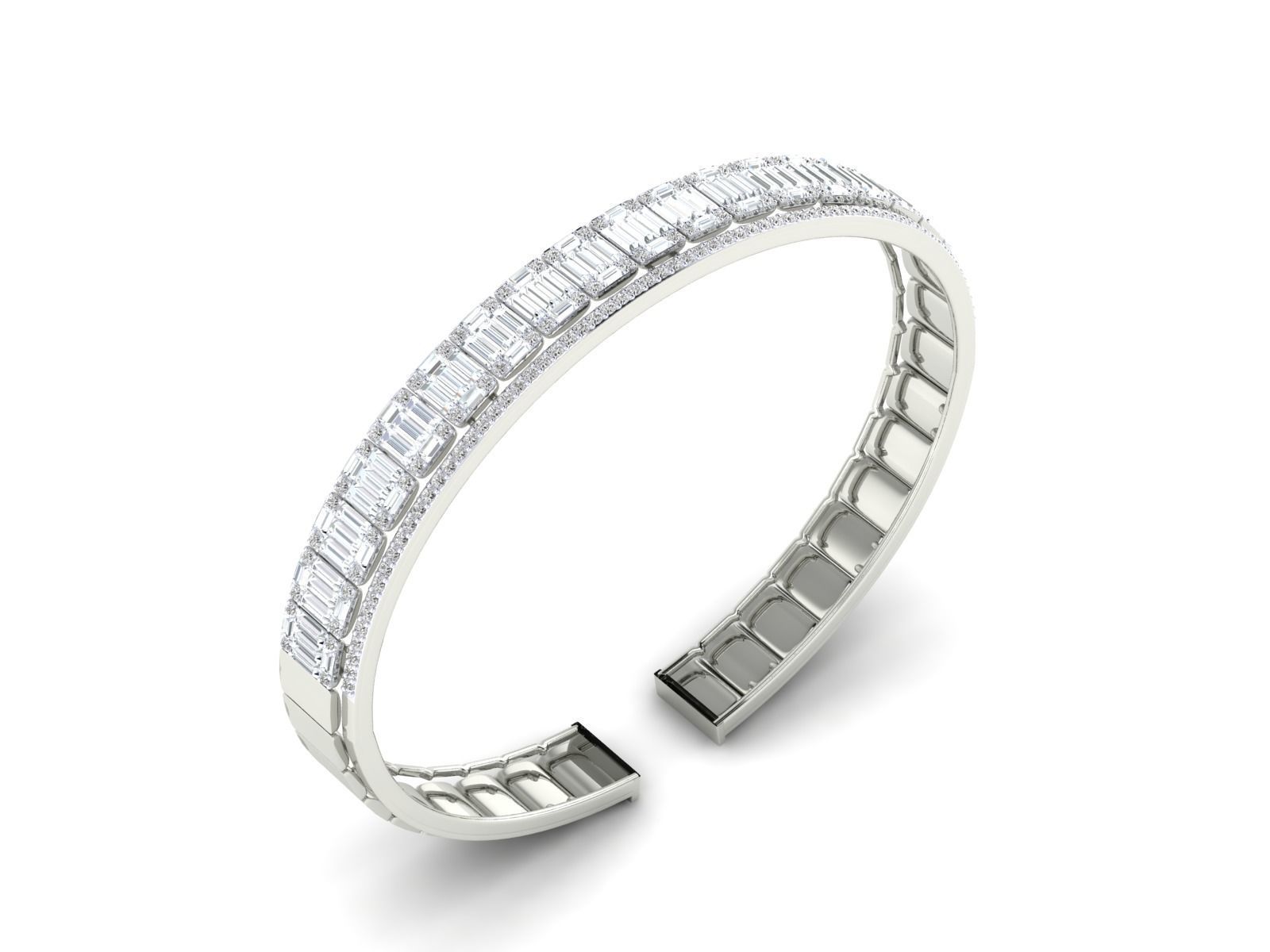 HFS-B004 (11) Sparkling Baguette Stone Bracelet with shimmering baguette-cut stones and sleek design