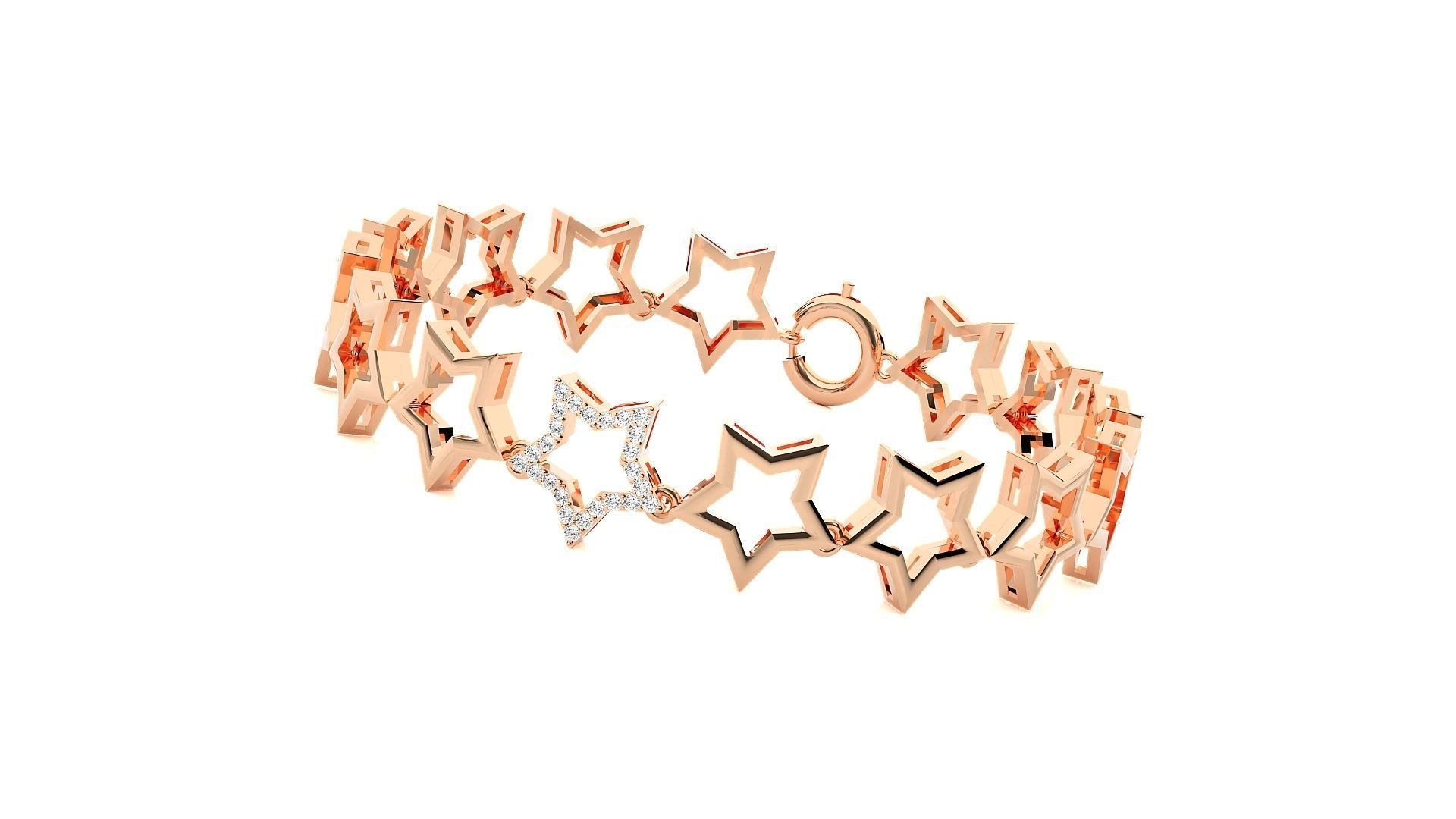 HFS-B006 (10) Sparkling Star Charm Bracelet with twinkling star charms and sleek design