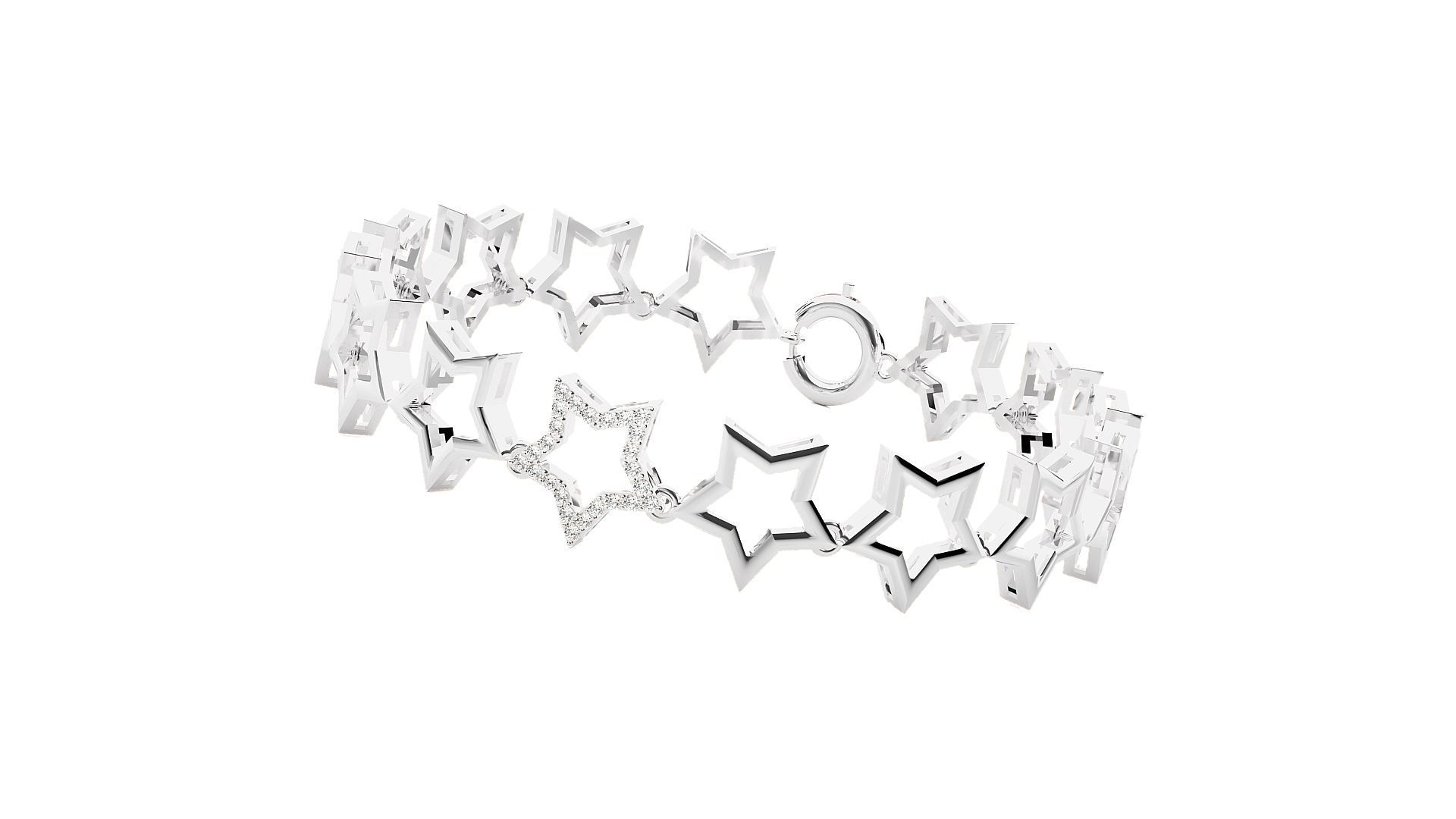 HFS-B006 (5) Sparkling Star Charm Bracelet with twinkling star charms and sleek design