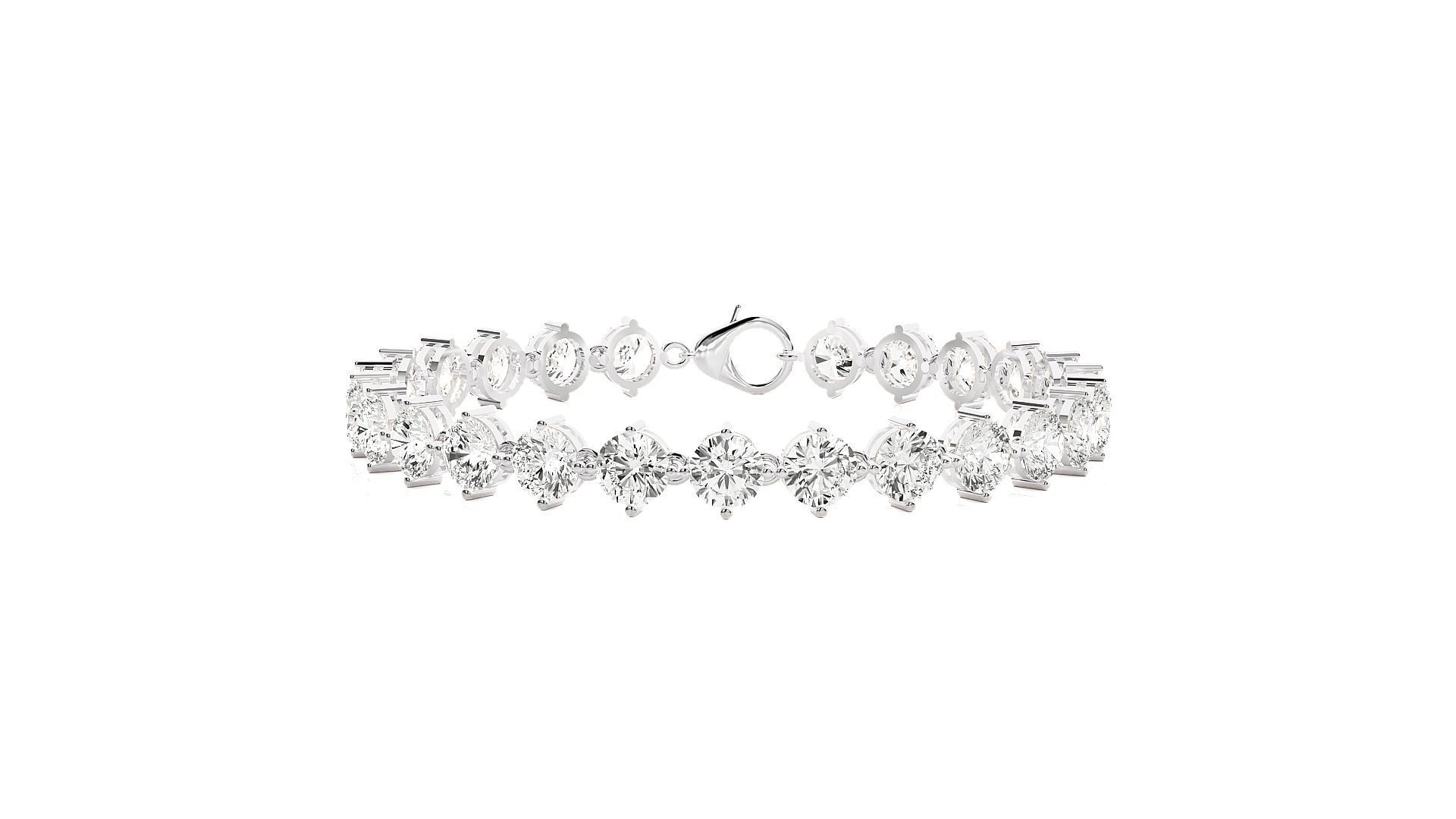 HFS-B007 (16) Radiant Geometric Silver Bracelet featuring dazzling geometric stones and a sleek silver design.
