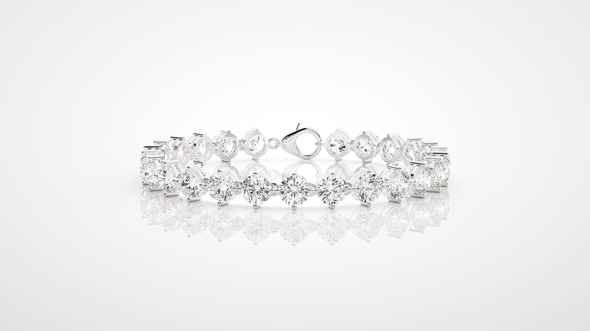 HFS-B007 (8) Radiant Geometric Silver Bracelet featuring dazzling geometric stones and a sleek silver design.