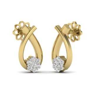 Twisted Petal Stud Earrings in Silver 925 with a Floral Accent